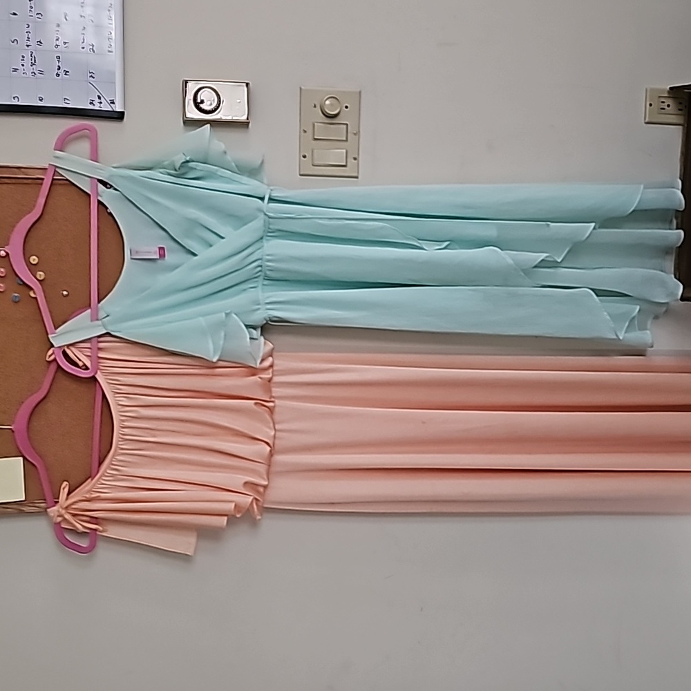 Small mint and orange Goddess style 2 dress pair bundle